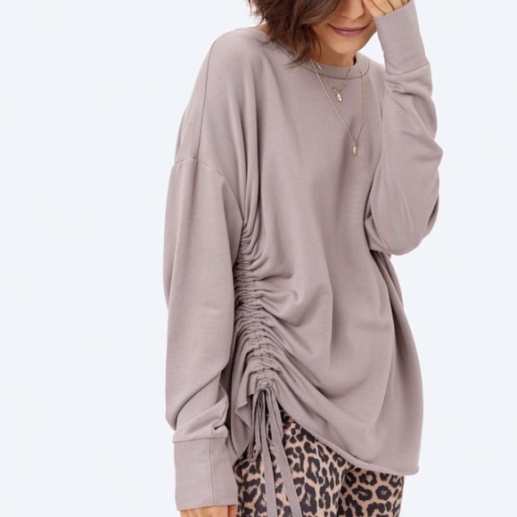 LOVESTITCH Faryn Side Tie Pullover, Putty, L - Picture 3 of 14